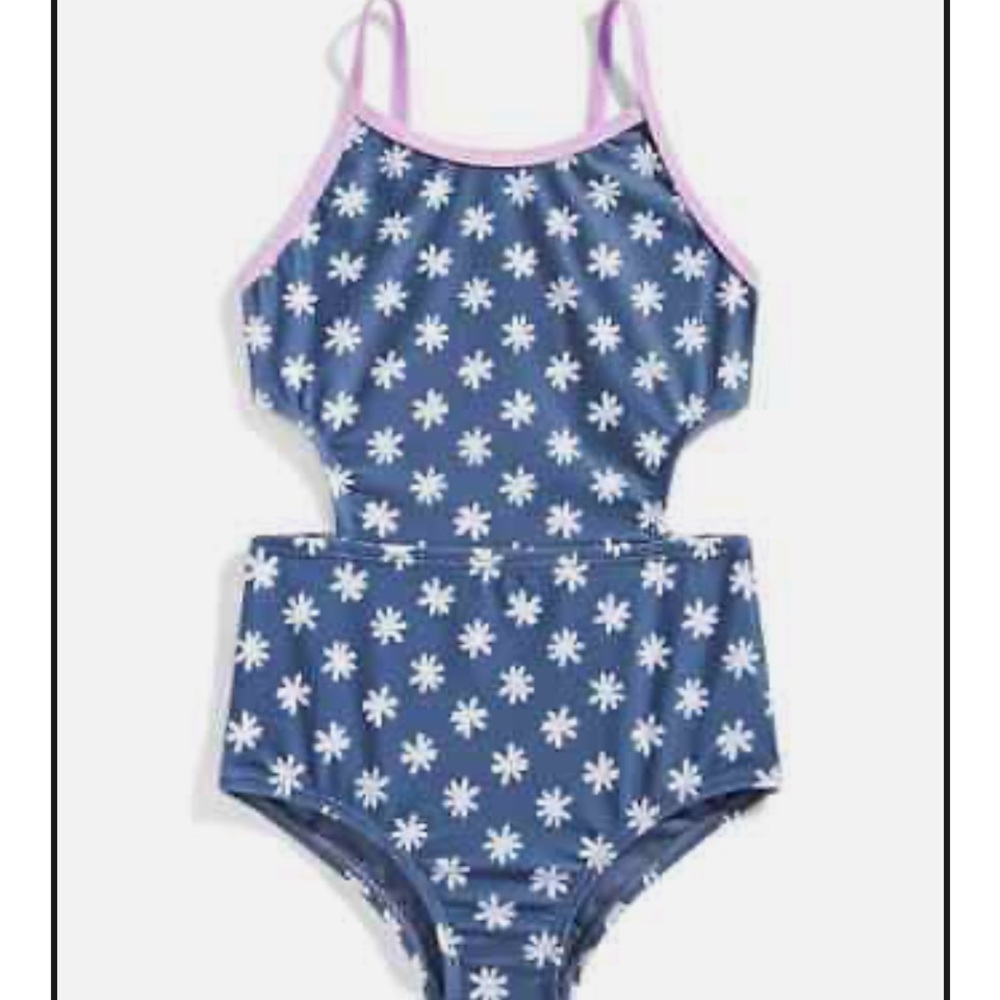 Ideology Blue Floral Kids Swim One Piece
